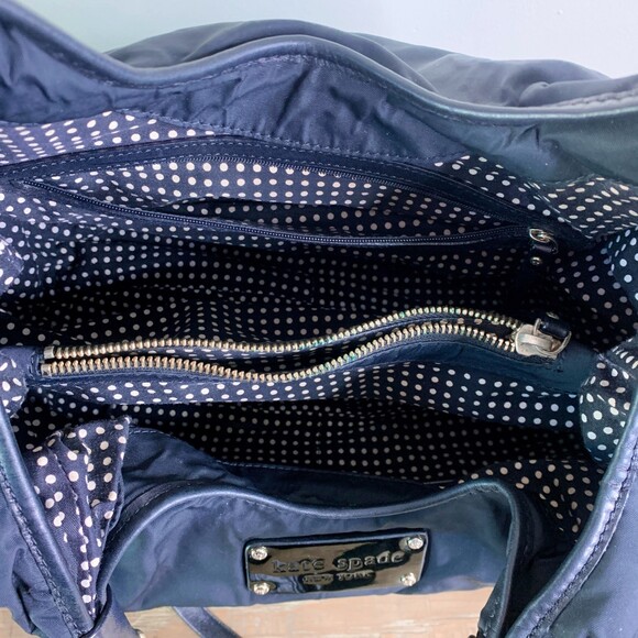 Kate Spade y2k vintage nylon leather trim hobo bag black - Picture 10 of 12